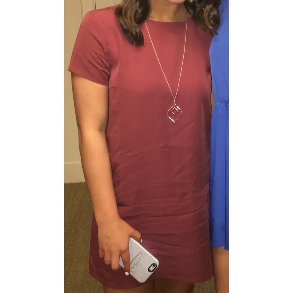 Maroon dress with open v back